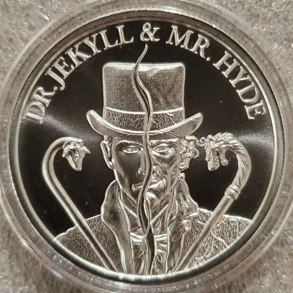 1 oz .999 Silver Dr. Jekyll & Mr. Hyde Vintage Horror Gothic NEW in caps… - Picture 1 of 6